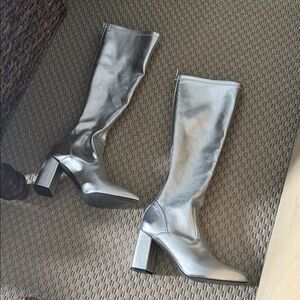 Franco Sarto Silver Knee High Boots